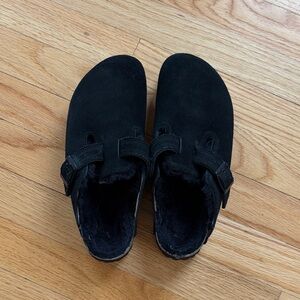 Birkenstock Black Suede Slippers